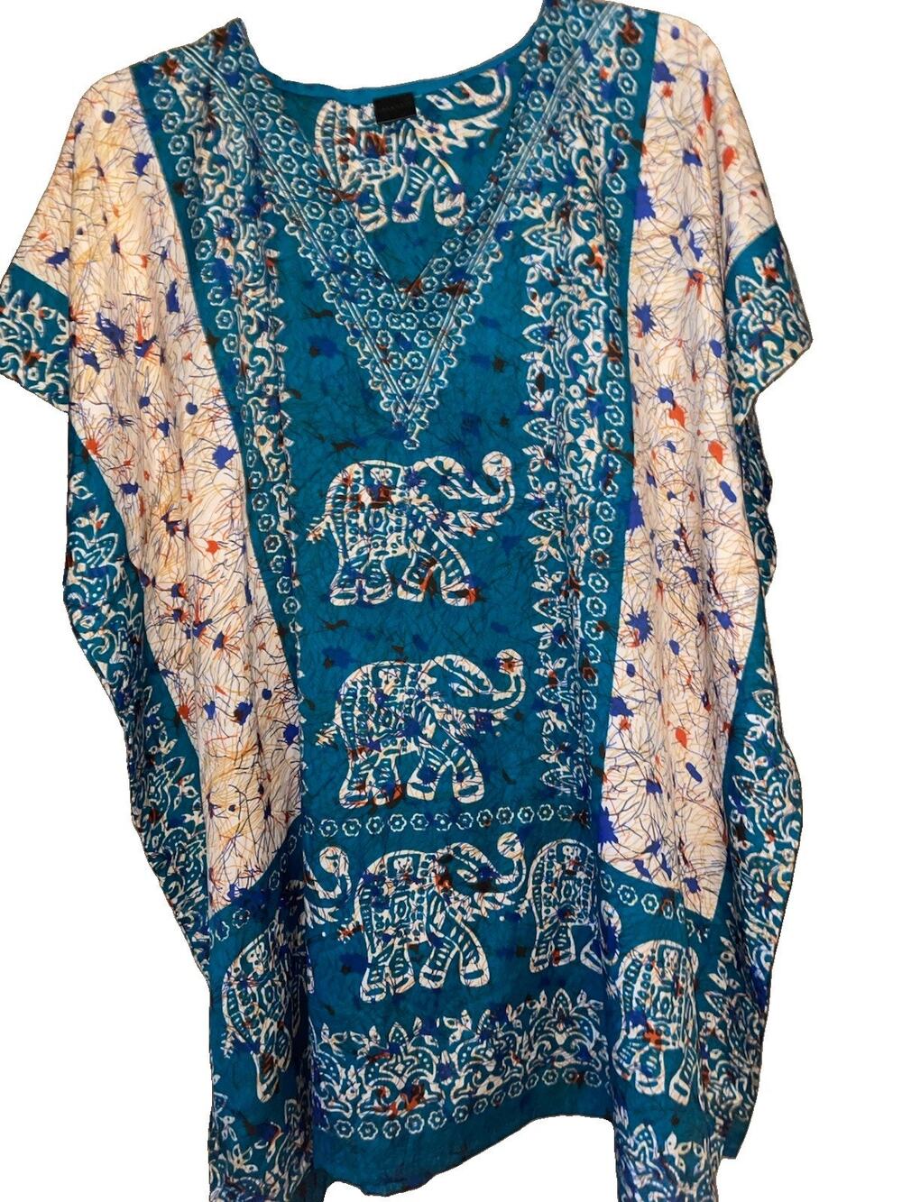 Ana + Kate Paisley Cover Up Dress Womens One Size Fits Most Elephant Aztec Print